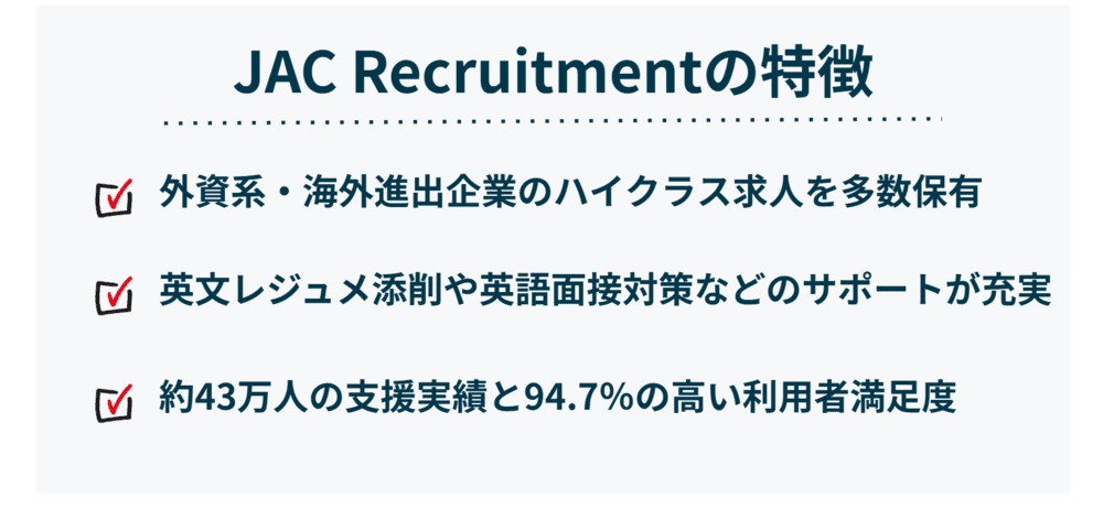 JAC Recruitment（ジェイエイシーリクルートメント）の特徴
