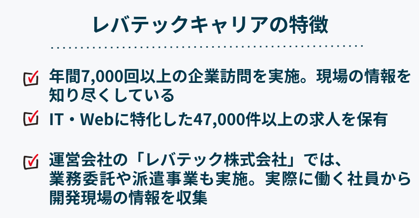 レバテックキャリアの特徴図解