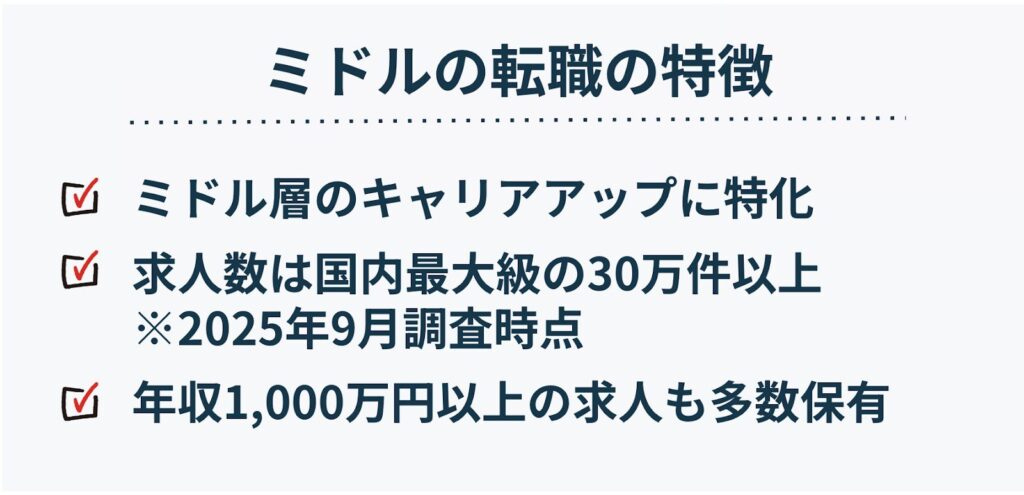 ミドルの転職の特徴（ミドル層向けハイクラス転職エージェント）