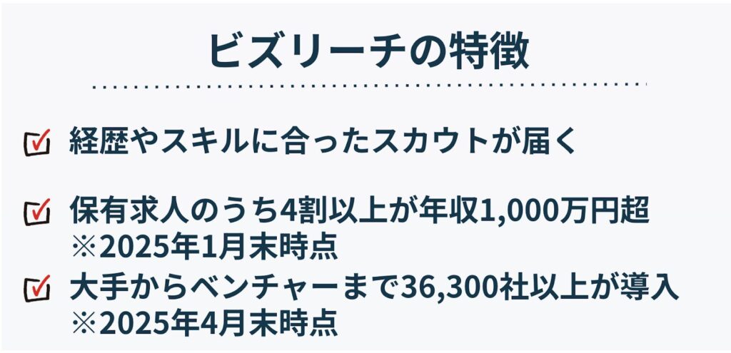ビズリーチの特徴（ハイクラス転職向け）